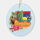 Mauritius Retro Indische Oceaan Dodo en Vlag Vinta Keramisch Ornament (Links)
