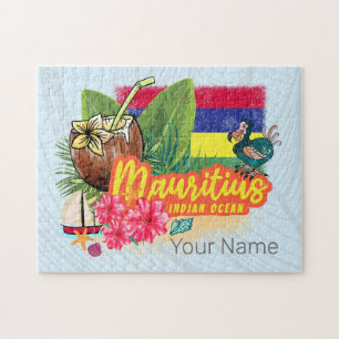 Mauritius Retro Indische Oceaan Dodo en Vlag Vinta Legpuzzel