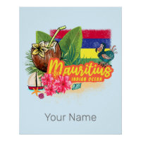 Mauritius Retro Indische Oceaan Dodo en Vlag Vinta