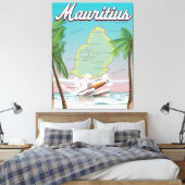Mauritius vintage-poster canvas afdruk (Insitu (Slaapkamer))