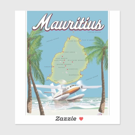 Mauritius vintage reisposter sticker (Vel)