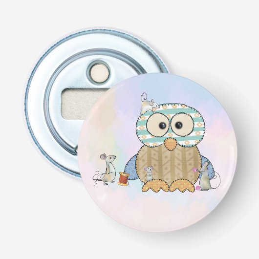 Mäuse nähen Eule Button Flesopener (Voorkant)