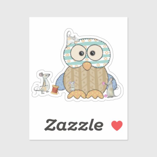 Mäuse nähen Eule Sticker (Vel)