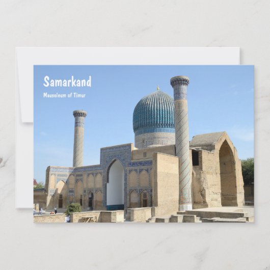 Mausolée de Timur à Samarkand, carte Ouzbékistan (Devant)