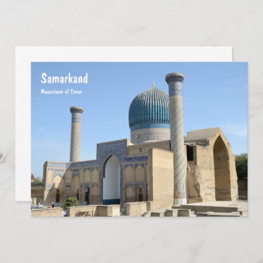 Mausolée de Timur à Samarkand, carte Ouzbékistan (Devant / Derrière)