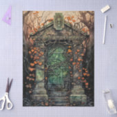 Mausoleum deur decoupage tissue papier (Craft)