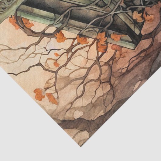 Mausoleum deur decoupage tissue papier (Detail)