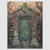 Mausoleum deur decoupage tissue papier (Voorkant)