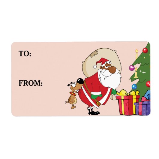 Mauvais chien mord Black Père Noël Étiquette impri (Devant)