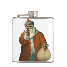 Mauvais Père Noël Avec Flacon À Arme À Feu