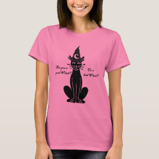 Mauvais T-shirt de chat noir de sorcière de bonne