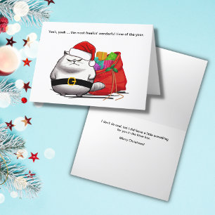 Mauvaise attitude Carte de Noël Père Noël Cat