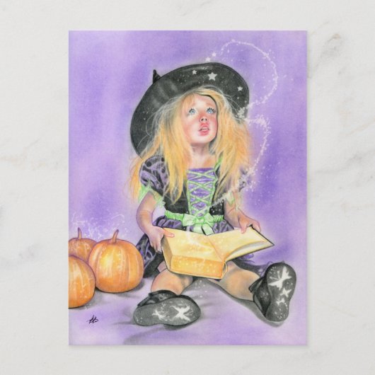 Mauvaise petite sorcière épelle carte postale (Devant)