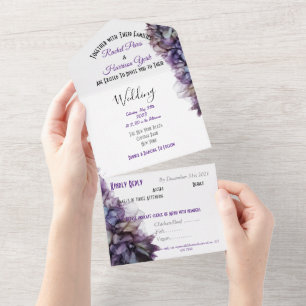 Mauve Abstraite moderne et Faire-part de mariage g