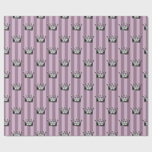 Mauve and Black  Crown Pattern Cadeaupapier (Vlak)