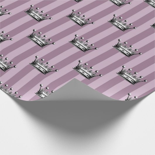 Mauve and Black  Crown Pattern Cadeaupapier (Hoek)
