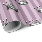 Mauve and Black  Crown Pattern Cadeaupapier (Rol Hoek)