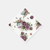 Mauve and Olive Floral Napkins Servet (Hoek)