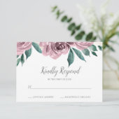 Mauve Aquarelle Rose Mariage Floral RSVP (Debout devant)