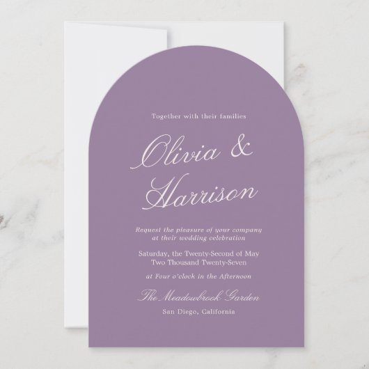 Mauve Arch Garden Wedding Invitation (Devant)