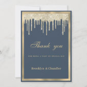 Mauve blauw goud glitter druppels luxe Dank u Kaart (Voorkant)