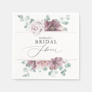 Mauve bloemen baby / bruiloftsborrel servet