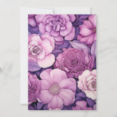 Mauve bloemenbruiloft kaart (Achterkant)