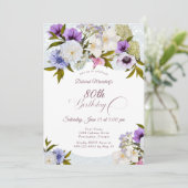 Mauve Bloemig Oma's Tuin 80ste Kaart (Staand voorkant)