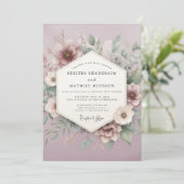 Mauve Bloesem Romantische Bruiloft Kaart (Staand voorkant)