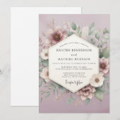 Mauve Bloesem Romantische Bruiloft Kaart (Voorkant / Achterkant)