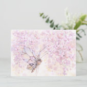 Mauve Blossom & Butterfly Invitation Kaart (Staand voorkant)