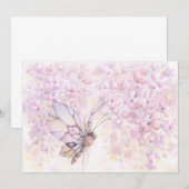 Mauve Blossom & Butterfly Invitation Kaart (Voorkant / Achterkant)