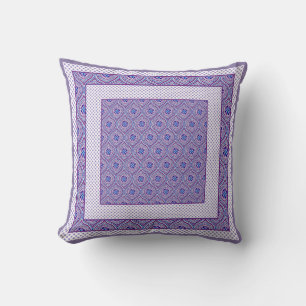 Mauve, Blue en White Ogee Pattern en Polka Dots Kussen