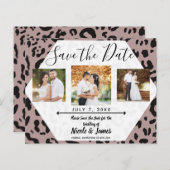 Mauve Blush Pink Cheetah Leopard Save the Date (Voorkant / Achterkant)