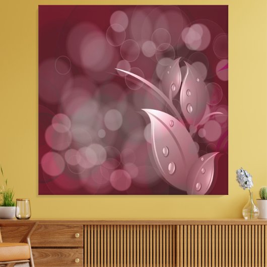 Mauve Bokeh bladeren gewikkeld canvas (Insitu (Woonkamer))