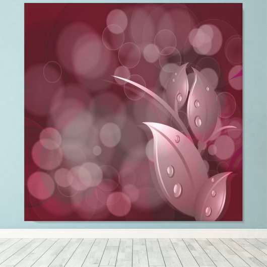 Mauve Bokeh bladeren gewikkeld canvas (Insitu (Houten vloer))