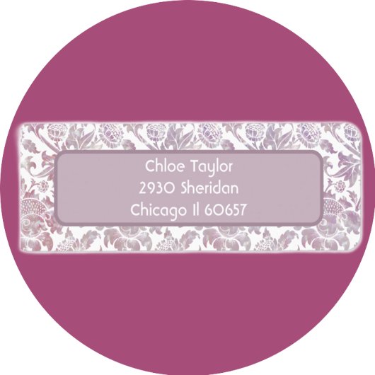 Mauve botanisch patroon etiket