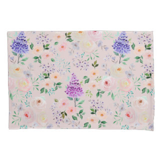 Mauve Chalk Waterverf Floral Kussensloop