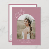 Mauve Class of 2025 Arch Photo Afstuderen Uitnodiging Briefkaart (Voorkant / Achterkant)