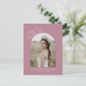 Mauve Class of 2025 Arch Photo Afstuderen Uitnodiging Briefkaart (Staand voorkant)