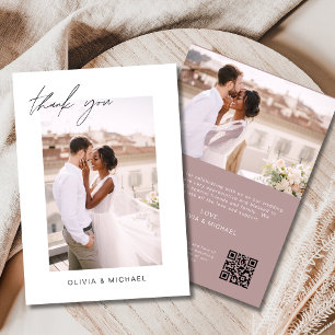 Mauve Code QR Mariage de Merci Carte photo