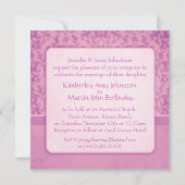 Mauve damask plechtige uitnodiging voor bruiloft (Achterkant)