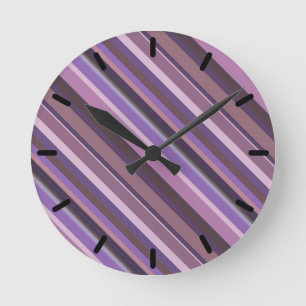 Mauve diagonale strepen ronde klok