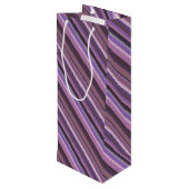 Mauve diagonale strepen wijn cadeautas (Achterkant Gekanteld)