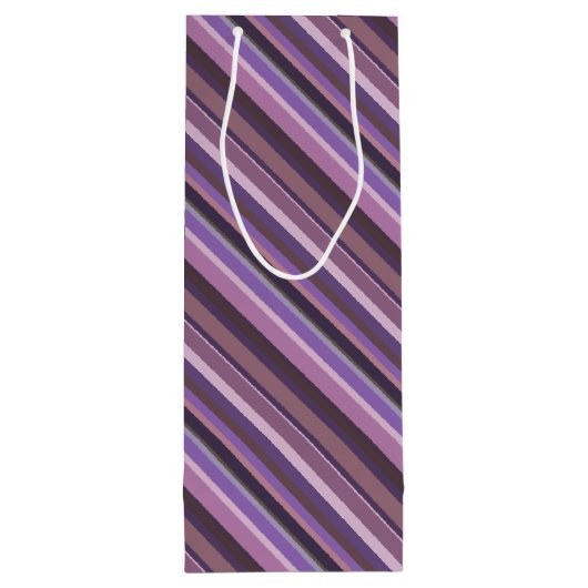 Mauve diagonale strepen wijn cadeautas (Achterkant)