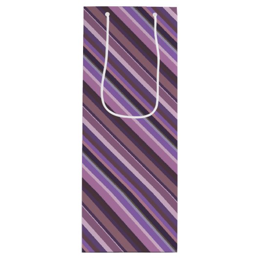 Mauve diagonale strepen wijn cadeautas (Voorkant)