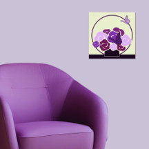 Mauve Druif Paarse Boeket & Vlinders Vierkant