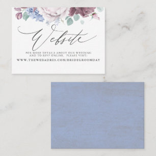 Mauve Dusty Blue Floral Bruiloft Website Kaart Visitekaartje