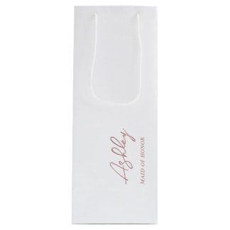 Mauve Dusty Pink Gepersonaliseerde Wedding Party N Wijn Cadeautas