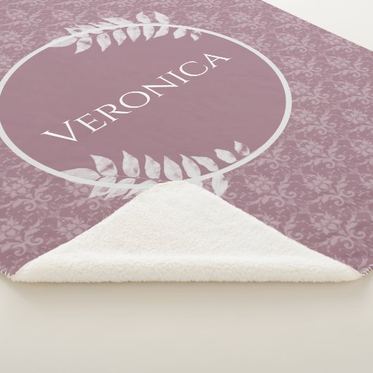 Mauve Elegant Damask Couverture Sherpa personnalis (3/4)